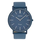 OOZOO Timepieces - Blauwe horloge met blauwe leren band - C9877