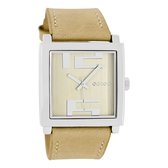OOZOO Timepieces - Zilverkleurige horloge met zand leren band - C6815