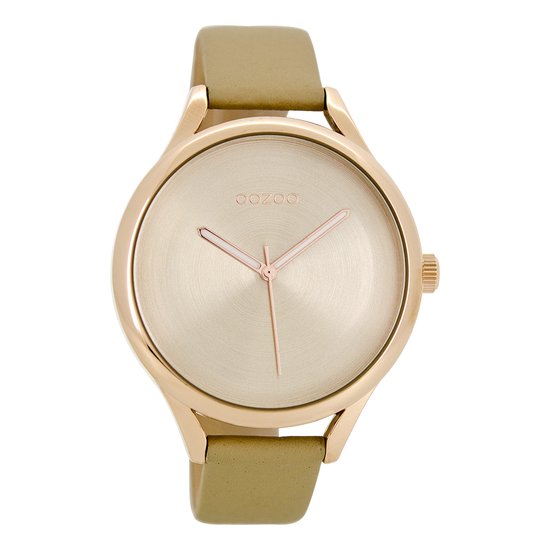 OOZOO Timepieces - Rosé goudkleurige horloge met zand leren band - C8630