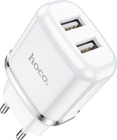 Hoco Oplader met 2 USB aansluitingen - 2.4A Snellaad functie - Wit