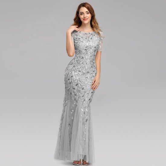 Robe de soirée en maille à paillettes pour femme, robe en queue de poisson, jupe longue