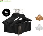 Life's Green® - Kledinghangers - 16 stuks - Kledinghanger LGS1810 - Zwart - Hout - Anti-slip