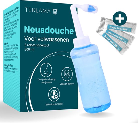 Neusdouche voor Volwassenen met Nasaal Spoelzout - Neti Pot - 300ml - Blauw