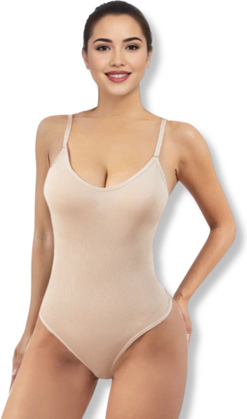 Corrigerende Body dames - Beige - Maat 3XL - corrigerende bodysuit - onzichtbare body - Bodysuit zonder beugel - corrigerende string