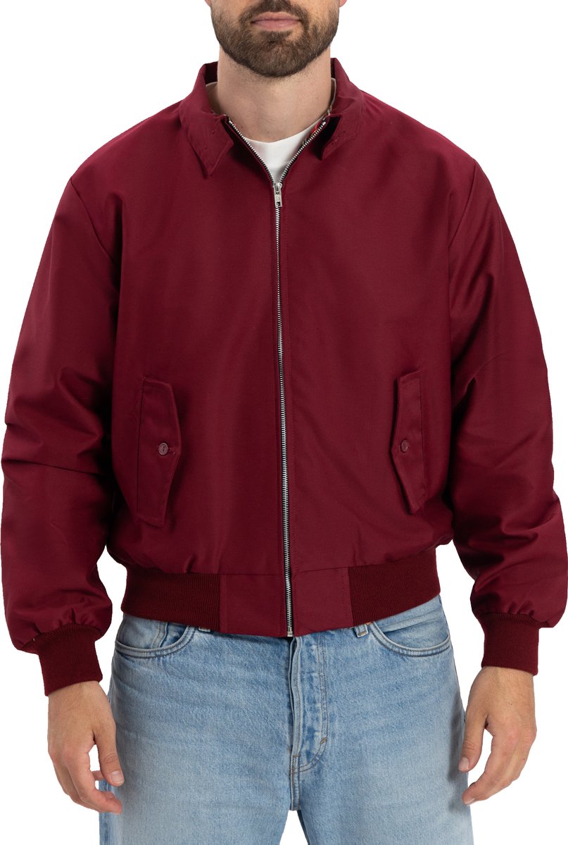 Harrington Jas - Klassieke Herenjas Maat XXL - Donker Rood - Heren Jassen