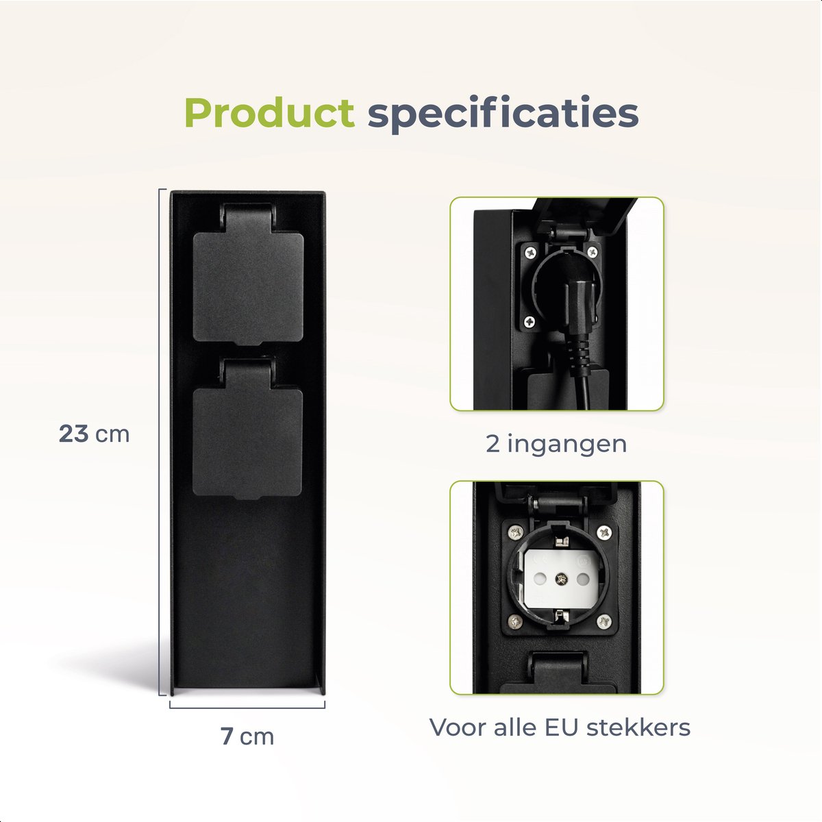 Charge 2 Tuinstopcontact zwart dubbel