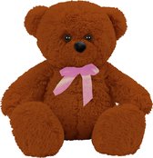 Teddybeer Polly (Bruin met Roze Strik) Pluche Knuffel 30 cm {Knuffelbeer Speelgoed Teddy Bear voor Kinderen Jongens Meisjes Baby Knuffeldier Pop Love Liefde Valentijnsdag I Love You Hartje Luxe Reuze Teddy Plush Knuffels}