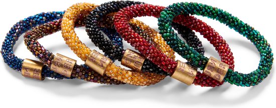 Retourner à l'expéditeur | Bracelet rouleau sur cuivre violet design avec perles de verre - bracelet de perles Ø 7 cm - bracelet femme