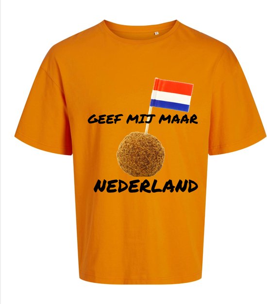 Shirt Oranje - Geef mij maar een bitterbal - Leuk voor het EK - Maat XL