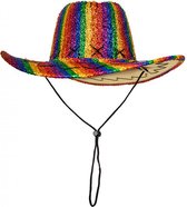 KIMU Cowboyhoed Regenboog Glitters - Pride Gekleurd Cowboy Hoed - Rodeo Feest Foute Party Dames Heren Glitter Festival