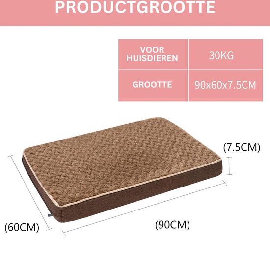 Doctor Bark Dog Pillow, Orthopedic Dog Bed, Washable at 95°C, Hygienic, Robust and Comfortable (M: 75 x 65cm, Brown
