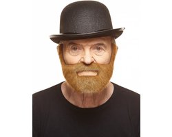 Partychimp Nep Snor met Baard Man Zelfklevend Plaksnor met Baard Kort voor Carnaval Verkleedaccessoire - Rood/Bruin - Imitatiebont