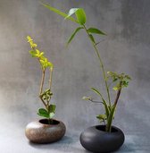 Ikebana-vaas, ovaal Japans bloemschikken - zwart