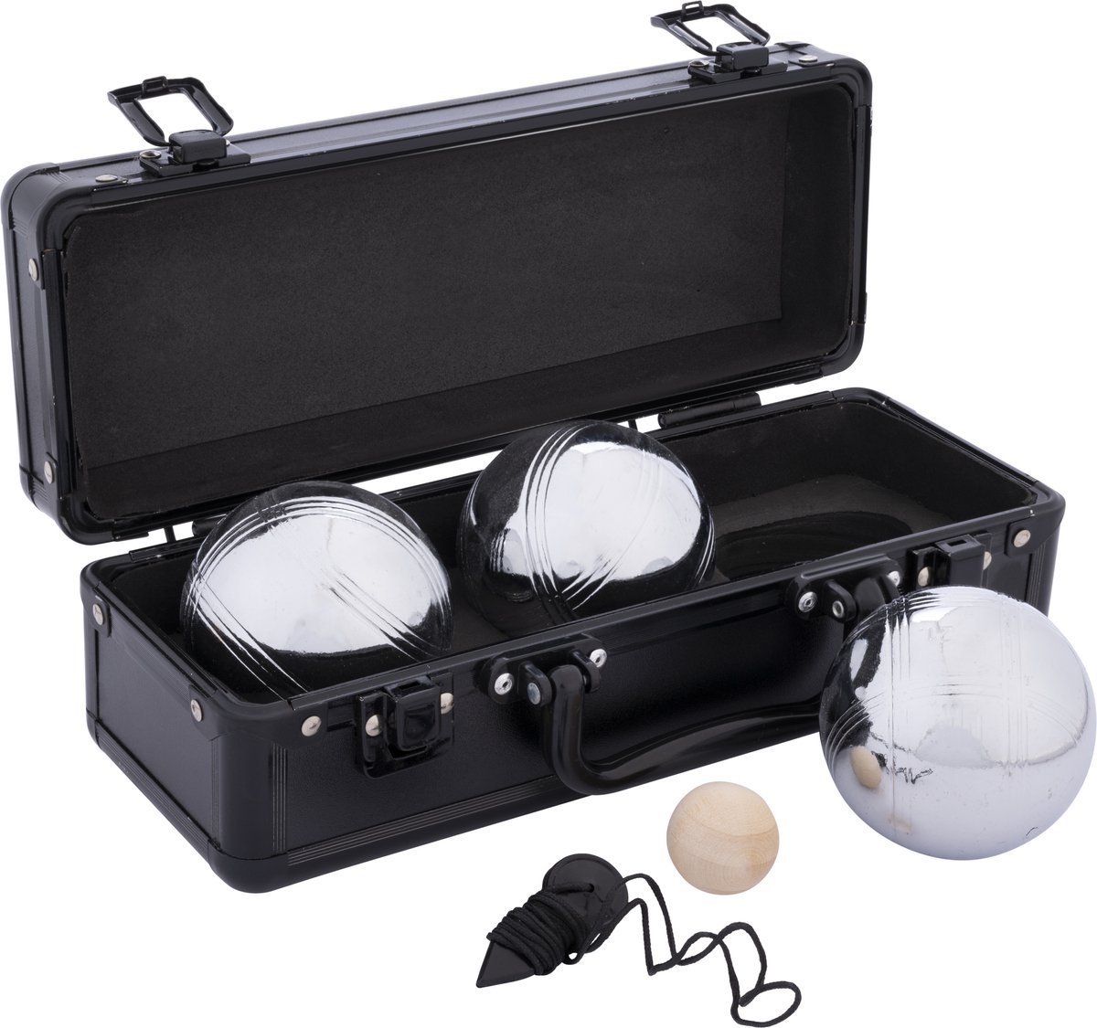 Metalen Jeu de Boules Set – 3 Ballen in Zwarte Aluminium Koffer – Pétanque Set – Metalen Boules 74 mm 720 g – Inclusief But – Luxe Draagkoffer – Engelhart