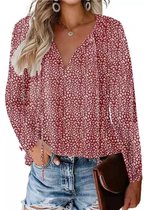 Elegante chiffon blouse met V-hals, shirt met lange mouwen