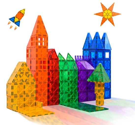 Magna Minds - Magnetic Tiles - Magnetisch Speelgoed - 80 stuks - Constructie speelgoed - Magnetische tegels - Montessori speelgoed - Magnetic toys - Magnetische bouwstenen - Speelgoed Kinderen