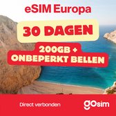 eSIM Europa 200GB - Inclusief Onbeperkt bellen - 30 dagen