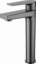 Robinet pour lavabo - Mitigeur pour lavabo - Lonis Verno - Surélevé - En Opbouw - Rond - PVD - Grijs Gunmetal