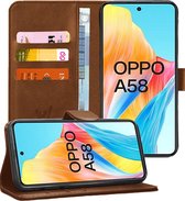 Hoesje geschikt voor Oppo A58 4G - Portemonnee Book Case Bruin