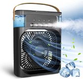Draagbare 3 In 1 Ventilator Zwart – Mini airco – airco met water - usb ventilatoren - Mini Airco 3 in 1 – Aroma Diffuser – Draagbare Luchtkoeler Koelventilator – 3 Wind Snelheden – sfeerverlichting -Draagbare - air cooler - ice ventilator