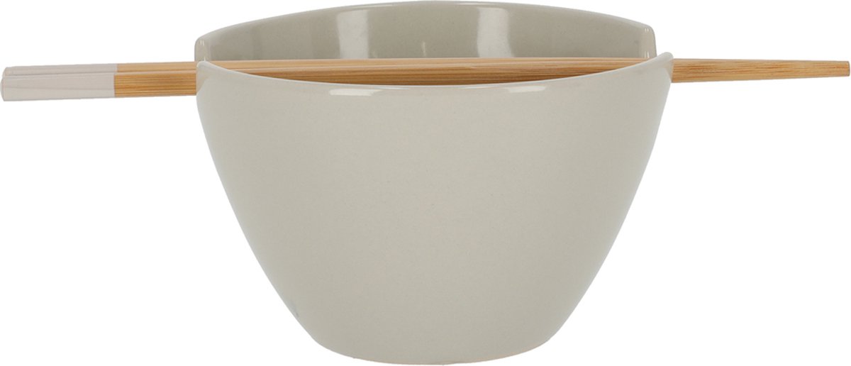 JENS Living Poke Bowl - Inclusief stokjes - 24 x 13,5 x 8,5 cm - Stone