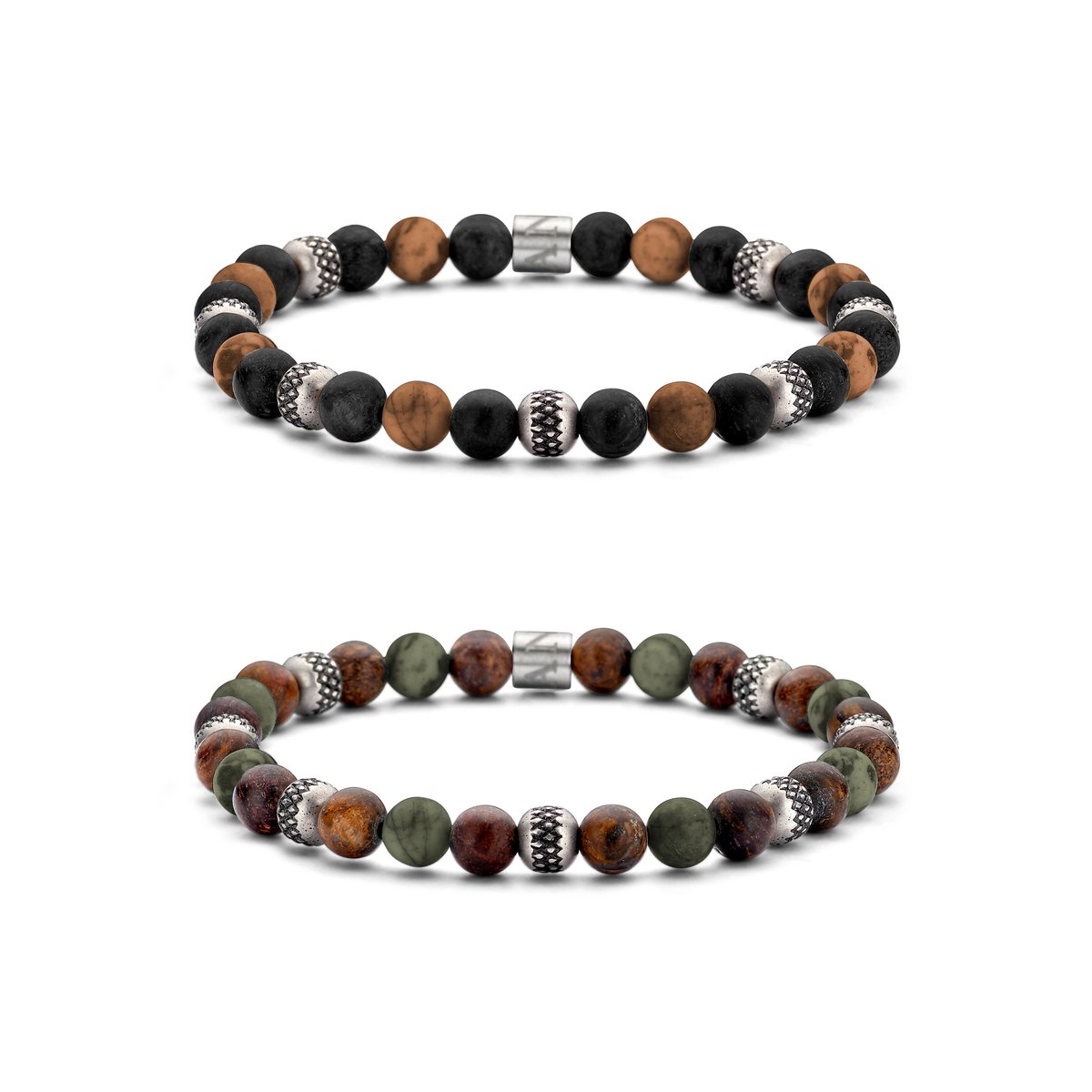 Frank 1967 7FR-SET042 Armbanden Set - 2 Armbanden - Cadeau voor hem - 23 cm - Fashion - Stoer - Zwart - Bruin