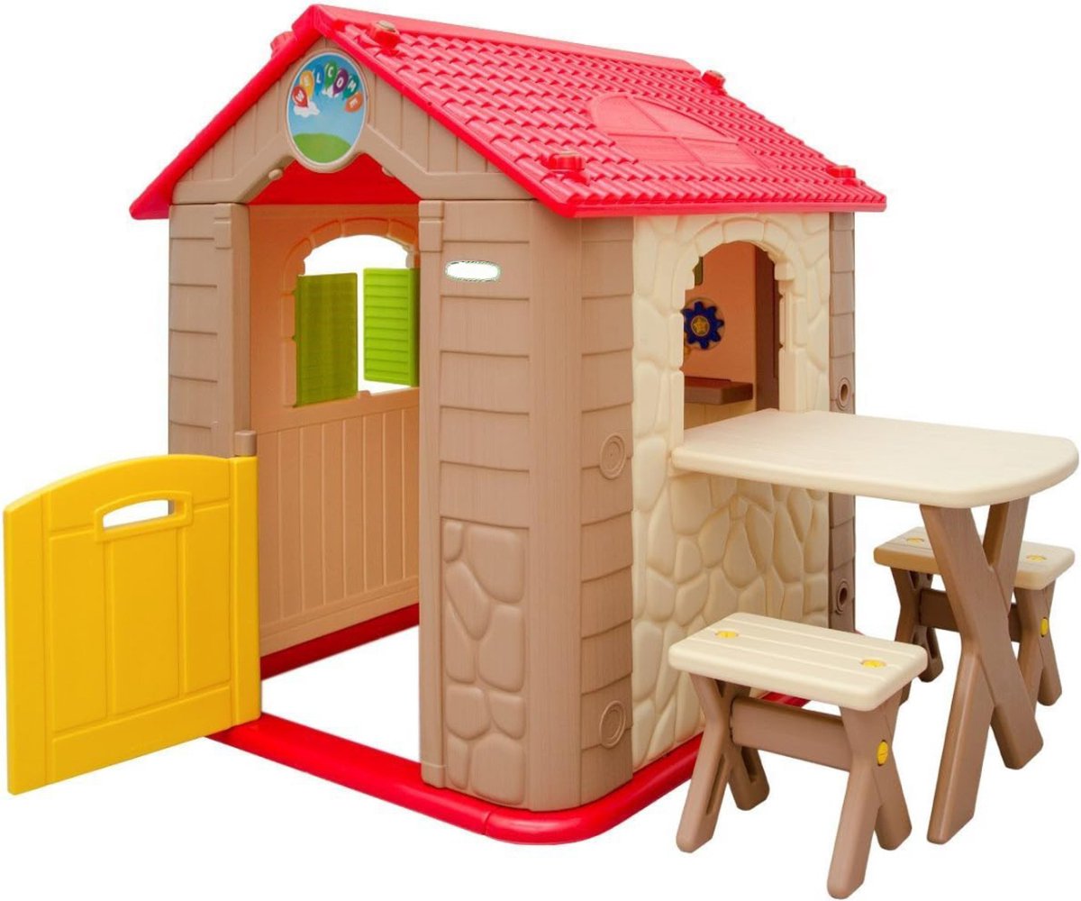 Dailysupplies Speelhuisje voor Buiten Buitenspeelgoed Jongens en Meisjes Speelhuisjes Speelhuis Bruin