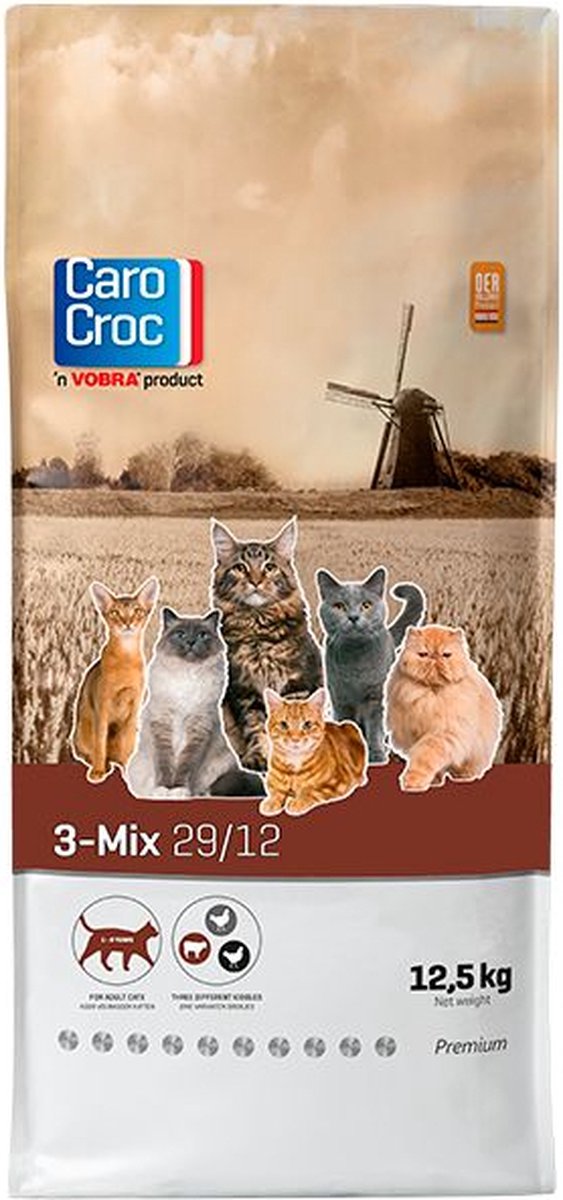Carocroc Kattenvoer 3-Mix 29/12 12,5 kg - Kat