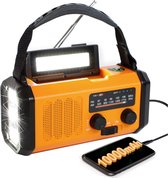 Noodradio Solar Opwindbaar – Noodpakket 10000mAh – Draagbare Survival Radio – Opwindbare Radio Met LED-leeslamp - FM Radio – Dubbele USB Telefoonoplader - Campingzaklamp Met Kompas