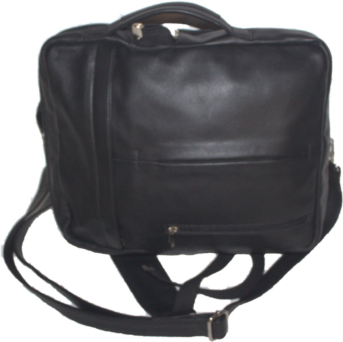 Oi zwarte leren Rugzak Joris met handvat / rugtas ook als laptoptas te gebruiken / leren schoudertas ook als ruime rugtas te dragen met apart voor laptop / lederen werktas of schooltas / zwart leer / 519