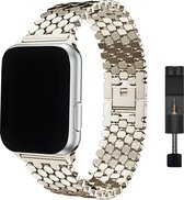Innerlight® Hexagon+ - Starlight - 42/44/45/49mm - Metalen bandje geschikt voor Apple Watch - Schakel Armband RVS - Stainless Steel Watch Band - Geschikt als Apple watch bandje voor Series 1/2/3/4/5/6/SE/7/8/9/Ultra