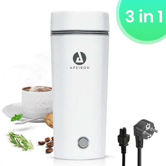 Mini waterkoker 10 Apeiron® 3 in 1 Reis Waterkoker - 350 ML - Draagbare Mini Thermosfles - Auto & Camping - Kleine Water Koker - Geschikt Voor Babyvoeding