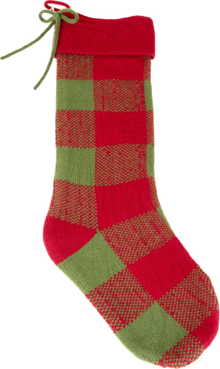 Bianchidino - Kerstsok Tartan met pon pon - H58cm