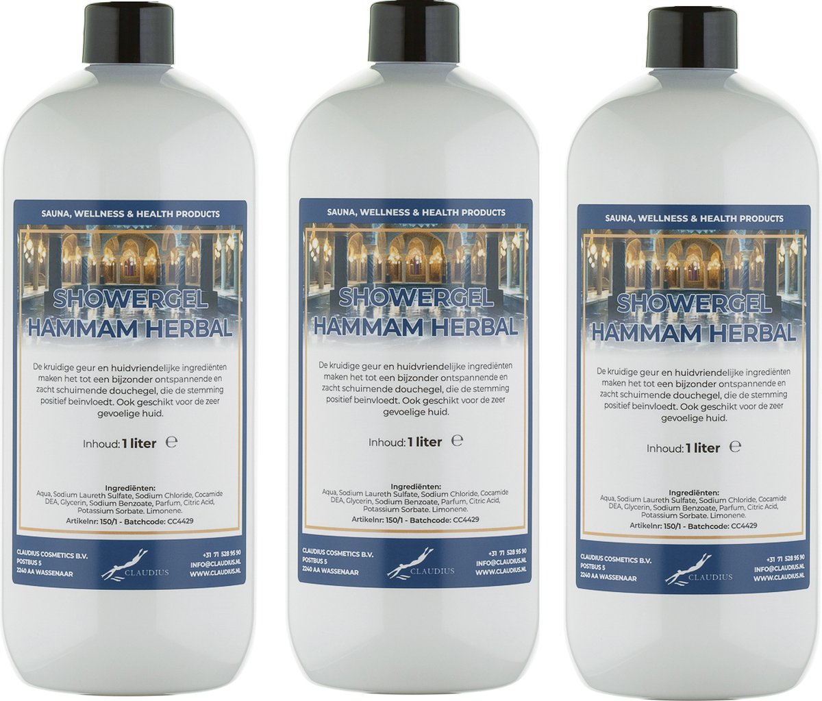 Goedkoopste Douchegel Hammam Herbal 1 liter - set van 3 stuks - showergel