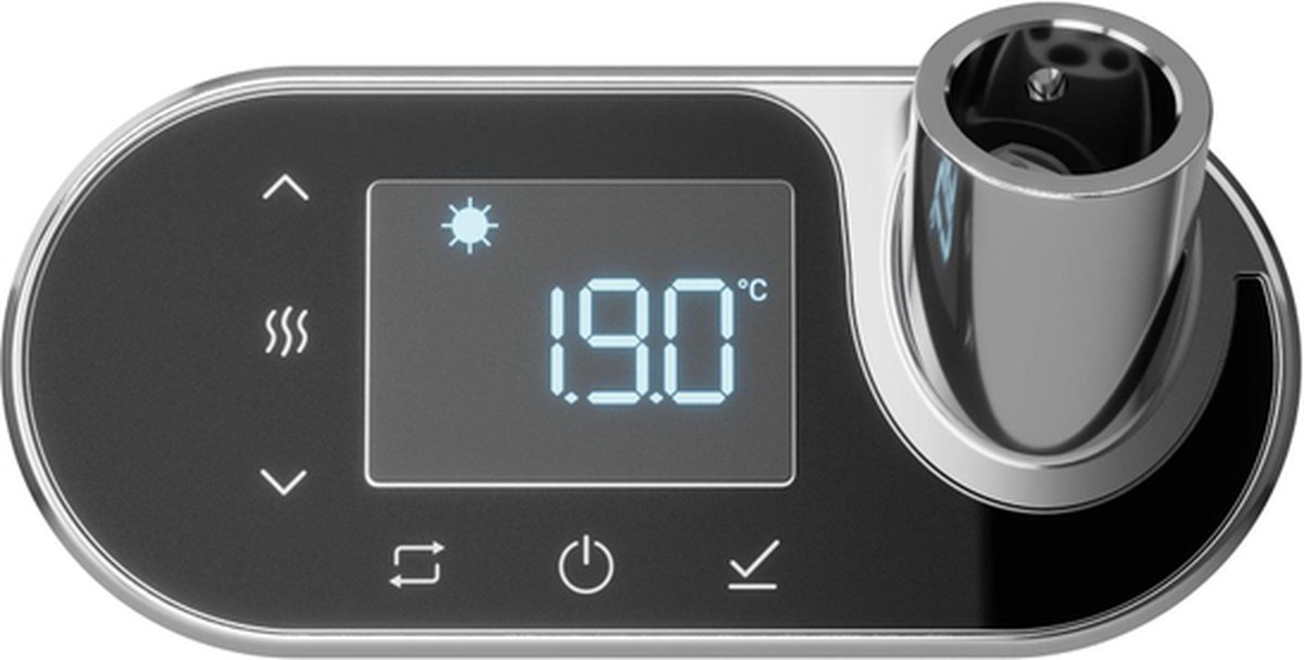 Plieger Nexus thermostaat 14x6.6x6cm ovaal chroom/zwart