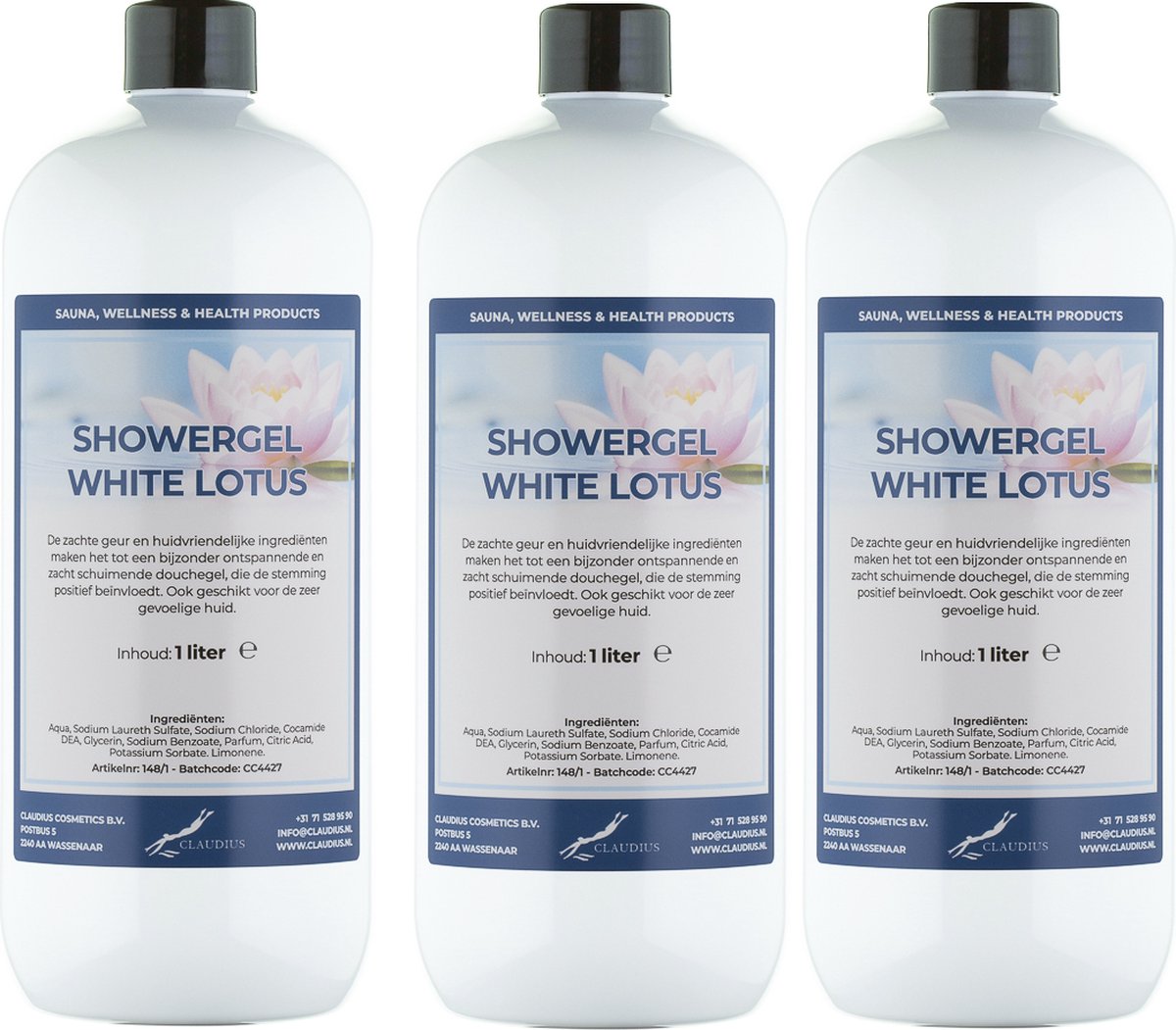 Goedkoopste Douchegel White Lotus 1 liter - set van 3 stuks - showergel