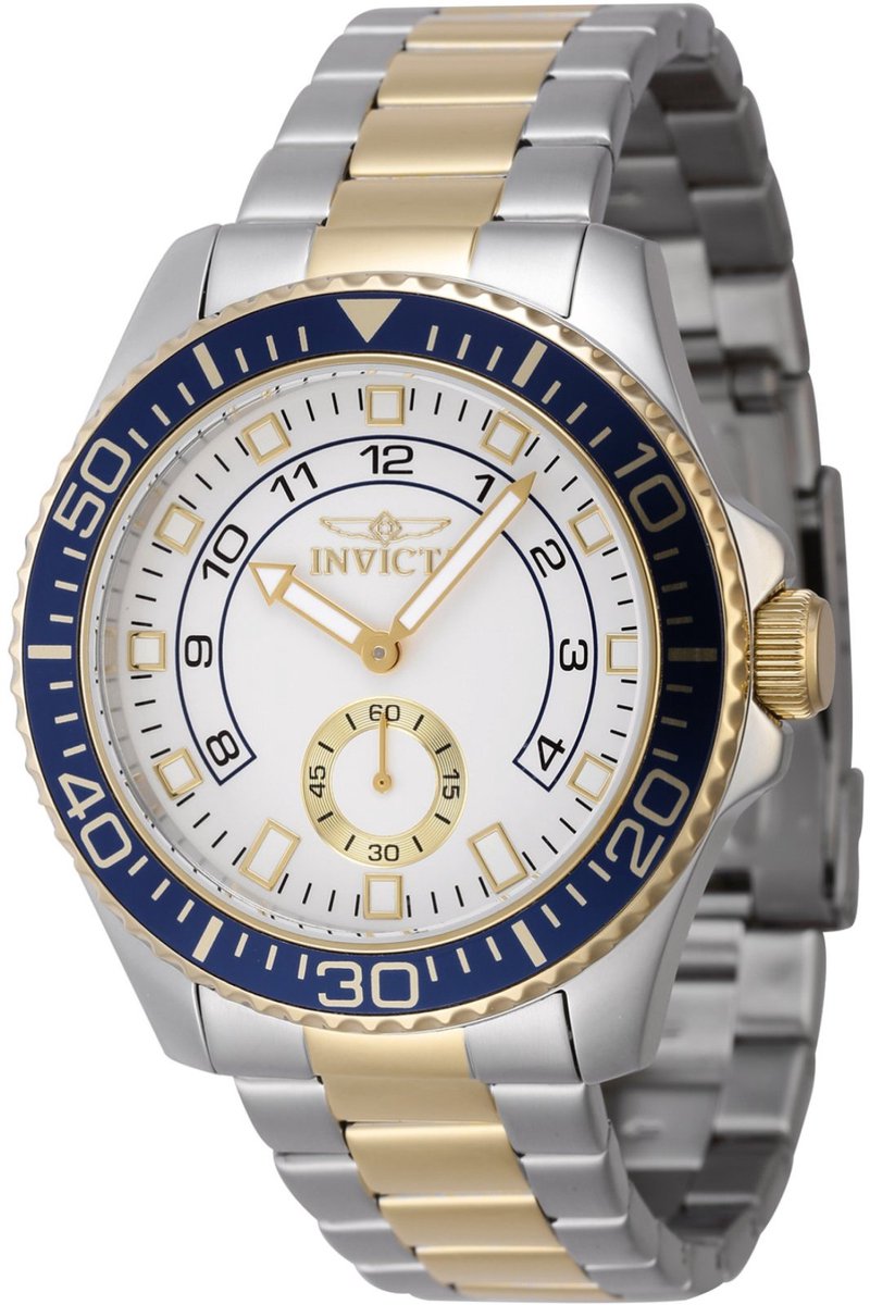 Invicta Pro Diver 47127 Heren Horloge - Waterdicht - Analoog - Quartz Uurwerk - Roestvrij Staal met witte Wijzerplaat -44mm