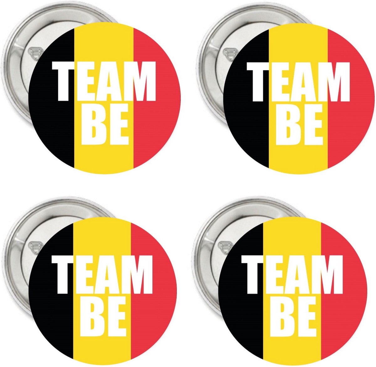 4 Voetbal buttons Team BE - voetbal - button - Belgie - team BE - EK - WK - sport - rode duivels