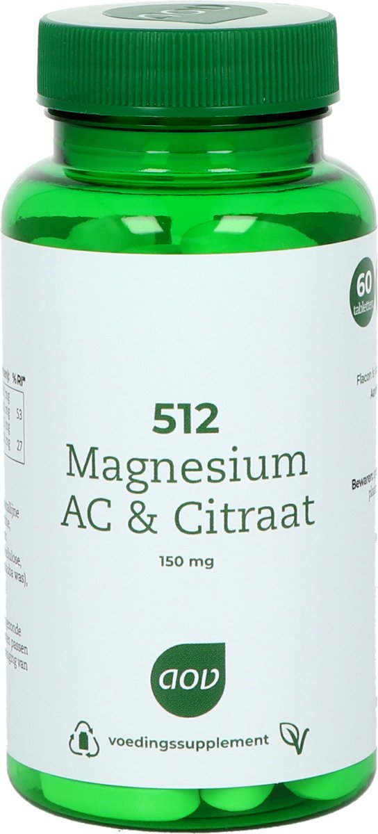 Goedkoopste AOV 512 Magnesium AC & Citraat - 60 tabletten - Mineralen- Voedingssupplement