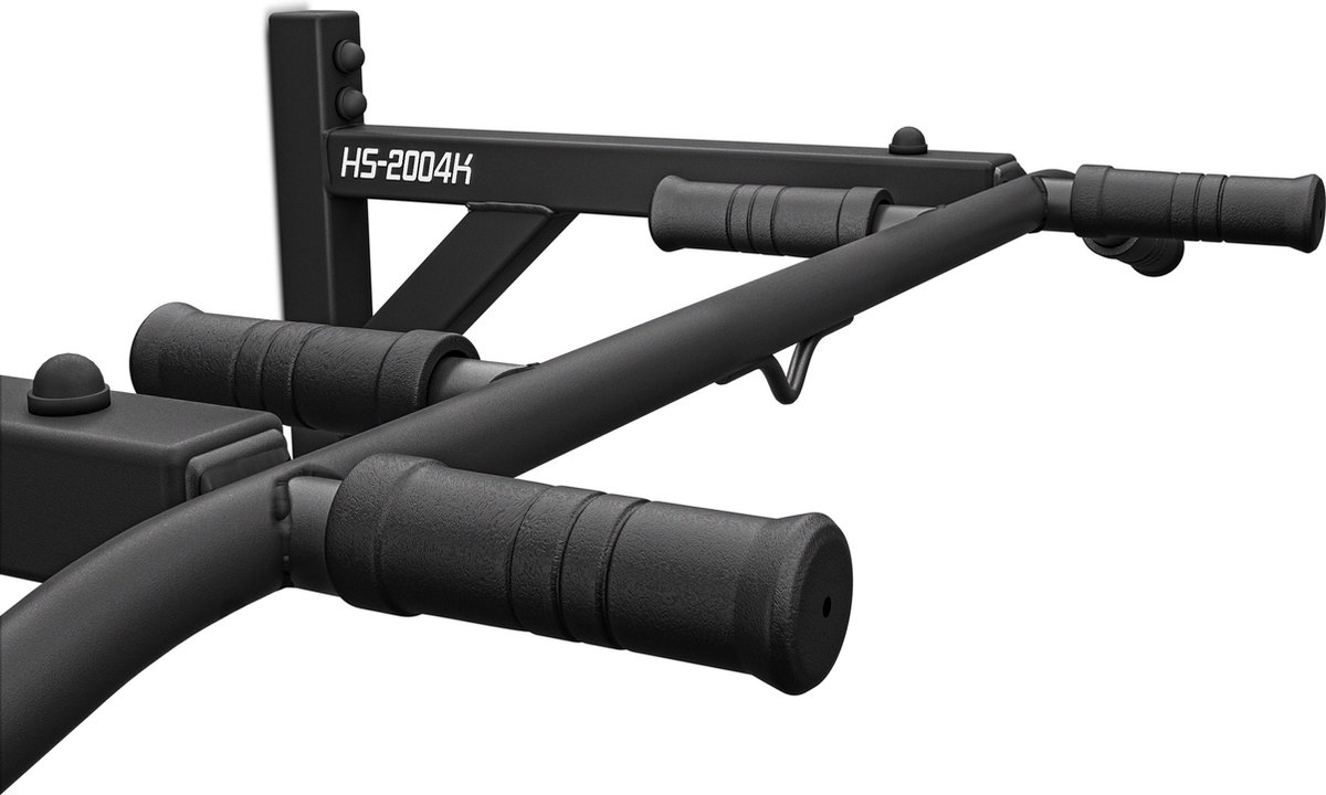 Hop-Sport Wandgemonteerde Optrekstang HS-2004K - Duurzame Fitnessapparatuur met 6 Antislip Handgrepen - Stabiele en Veilige Pull-Up Bar voor Thuisgebruik - Maximaal Belastbaar Tot 210 kg - Zwart - Ideaal voor Krachttraining thumbnail 7