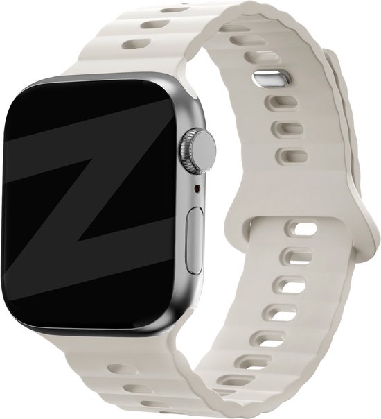 Bandz Bracelet en Siliconen 'Single Link' - adapté aux Apple Watch séries 1/2/3/4/5/6/7/8/9/SE/ Ultra - grandes tailles - 42 mm 44 mm 45 mm 49 mm - starlight/starlight