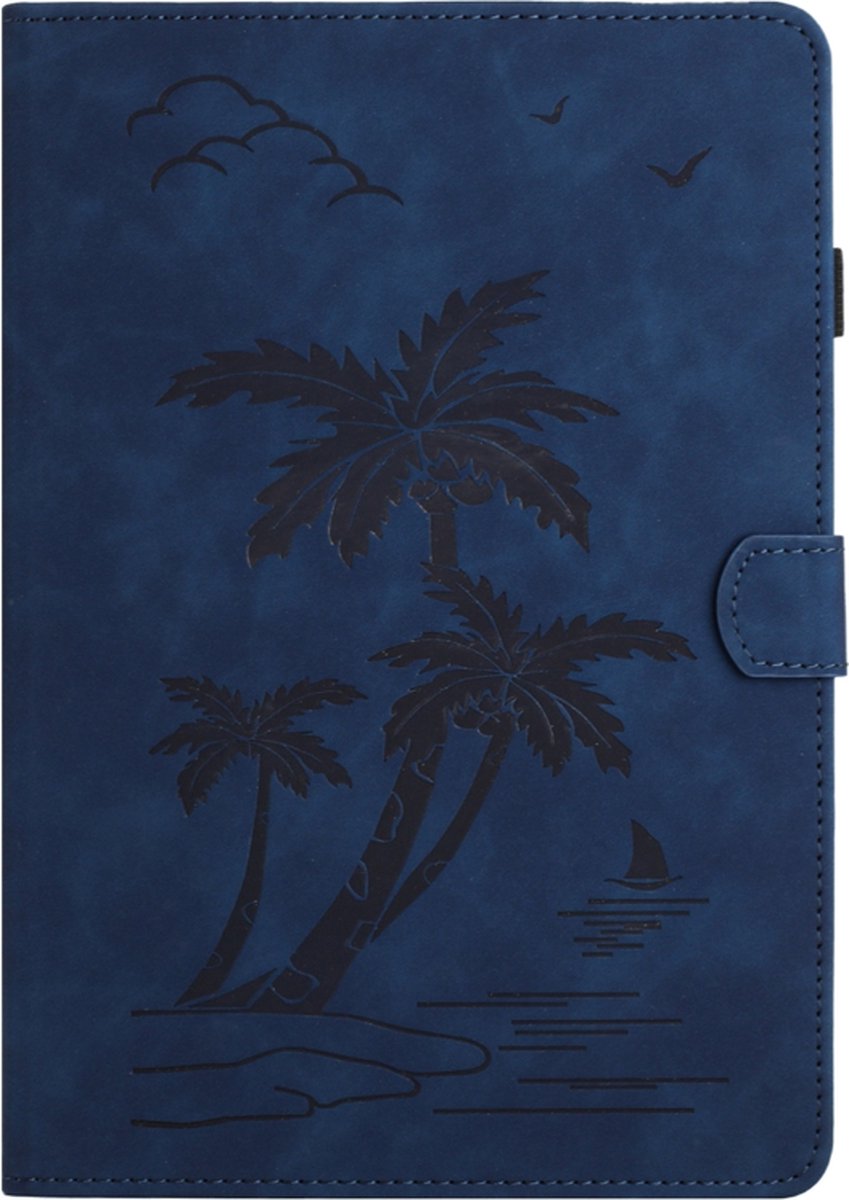 Palmboom - Bescherm-Etui Map geschikt voor Apple iPad 10 - A16 - 10.9 - 2022 - 2025 - A2696 - Blauw