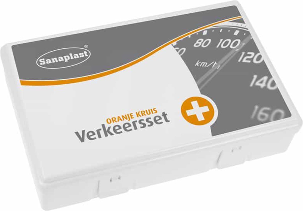 Goedkoopste Sanaplast Verkeersset Oranje Kruis (norm 2021) | EHBO Kit Auto | EHBO Kit Reis