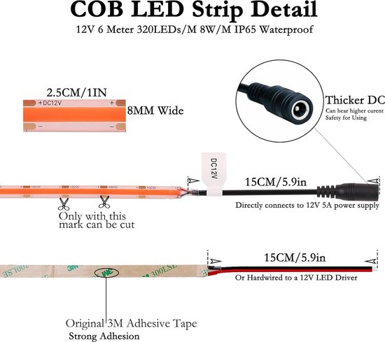 EVN LED lichtstrip IP65 230V 8W/m 547lm/m 3000K L 500cm