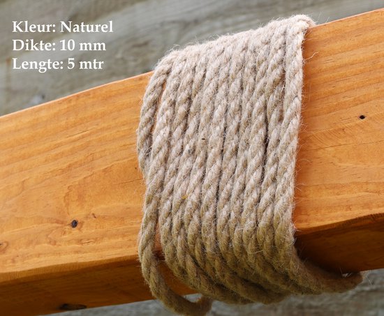 Jute Touw | 5m Lang |10mm Dik|Sisaltouw|Jute koord|Natuurlijk hennep touw|Jute bindtouw|Sisal touw voor DIY kattenkrabpalen|Decoratie|Naturel - FENSILO