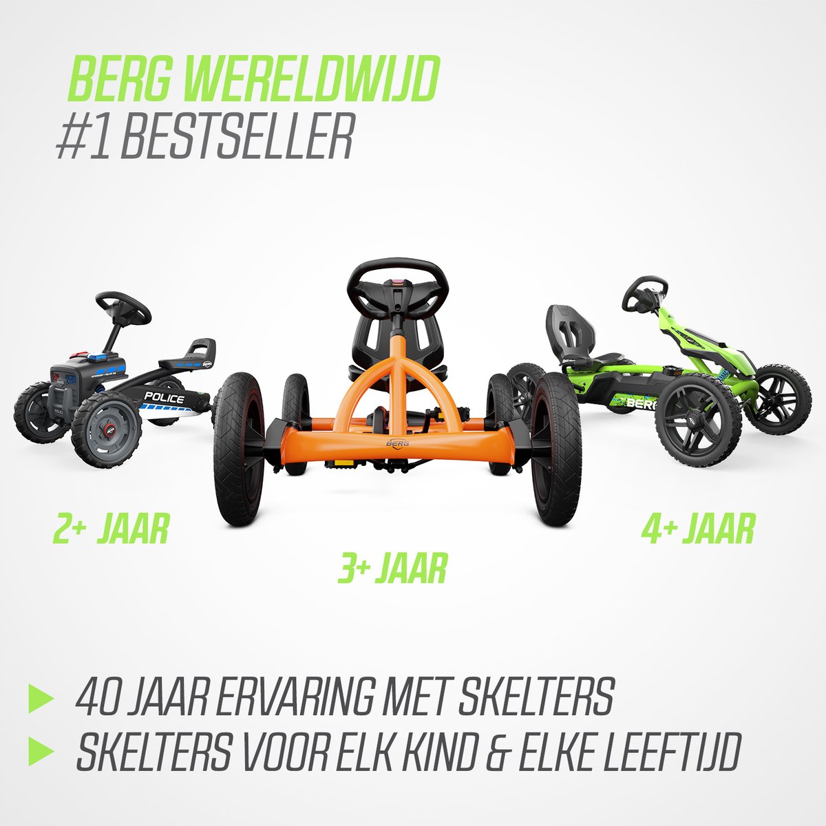 BERG Choppy Neo Skelter - Skelter met 3 wielen - 3+ Jaar - All Terrain Luchtbanden - Triker - Zwart/Groen — afbeelding 8