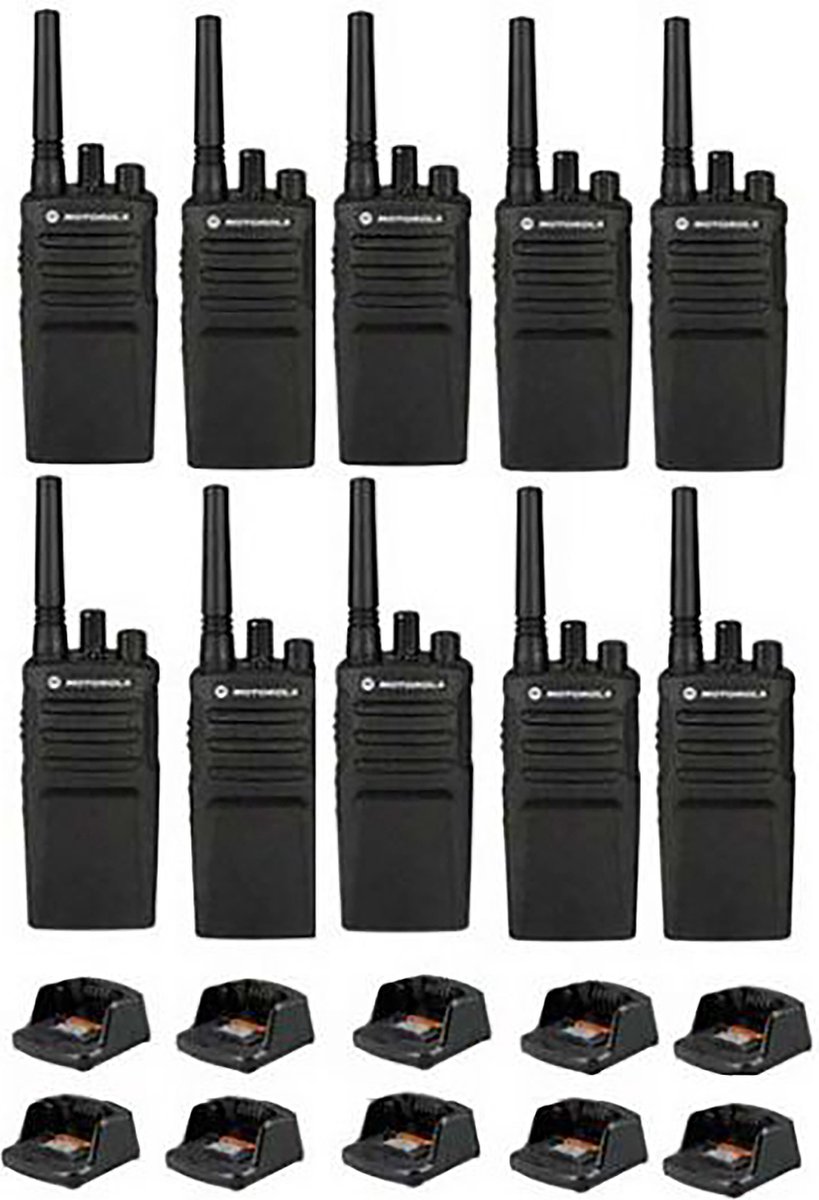 Set van 10 Motorola XT420 UHF IP55 PMR446 Portofoon met laders