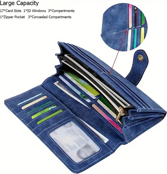 Blauwe Portemonnee Dames – Wallet Rits & Kaartsleuven | Masini Gifts