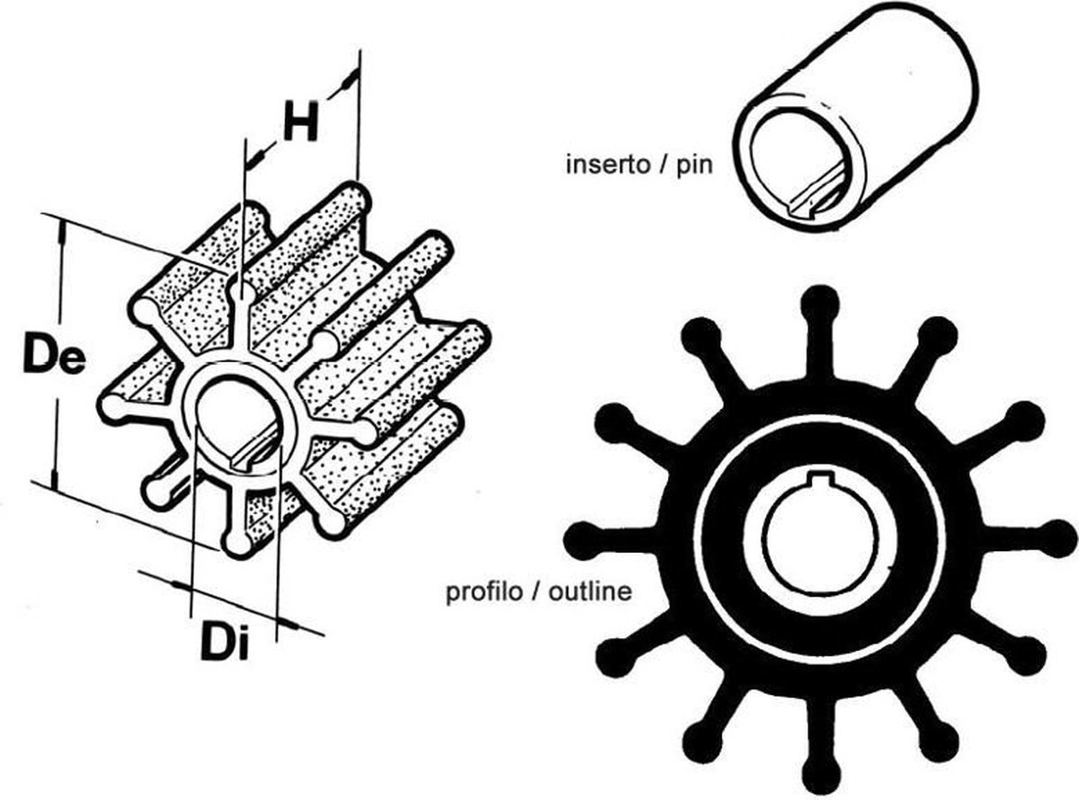 CEF Impeller ø17,2xø55,75x20,2mm / 6 schoepen
