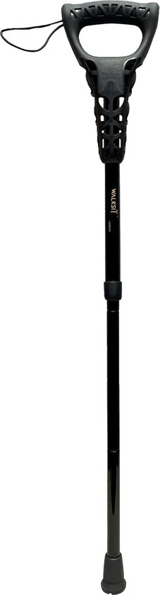 EVEBASE WalkSit - Wandel/Ruststok - Ultra Licht en Sterk Carbon - Opvouwbaar en Verstelbaar - Ergonomische Handgreep - Comfortabel Zitje - Dames en Heren - Links- en Rechtshandig - Harde en Zachte Ondergronden - Winnaar Reddot Design Award 2023